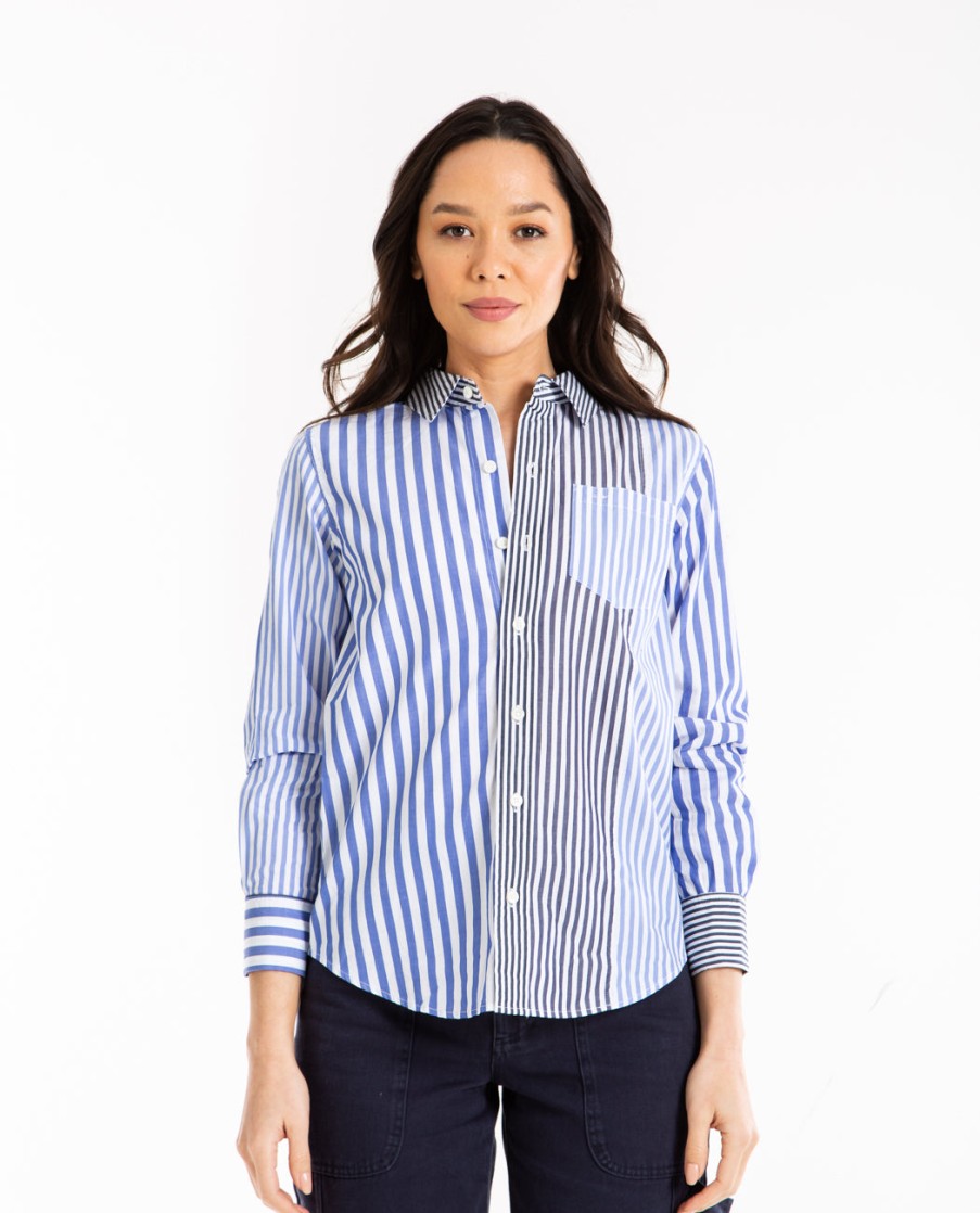 Men ALEX MILL | Wyatt Shirt In Mixed Stripe