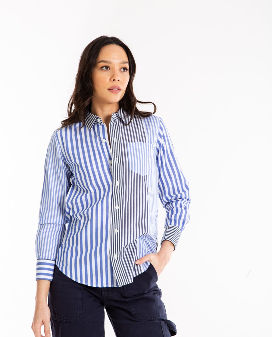 Men ALEX MILL | Wyatt Shirt In Mixed Stripe