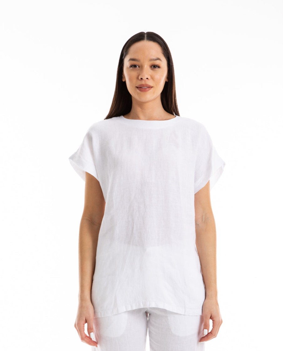 Men HARIS COTTON | Short Sleeve Linen Top White