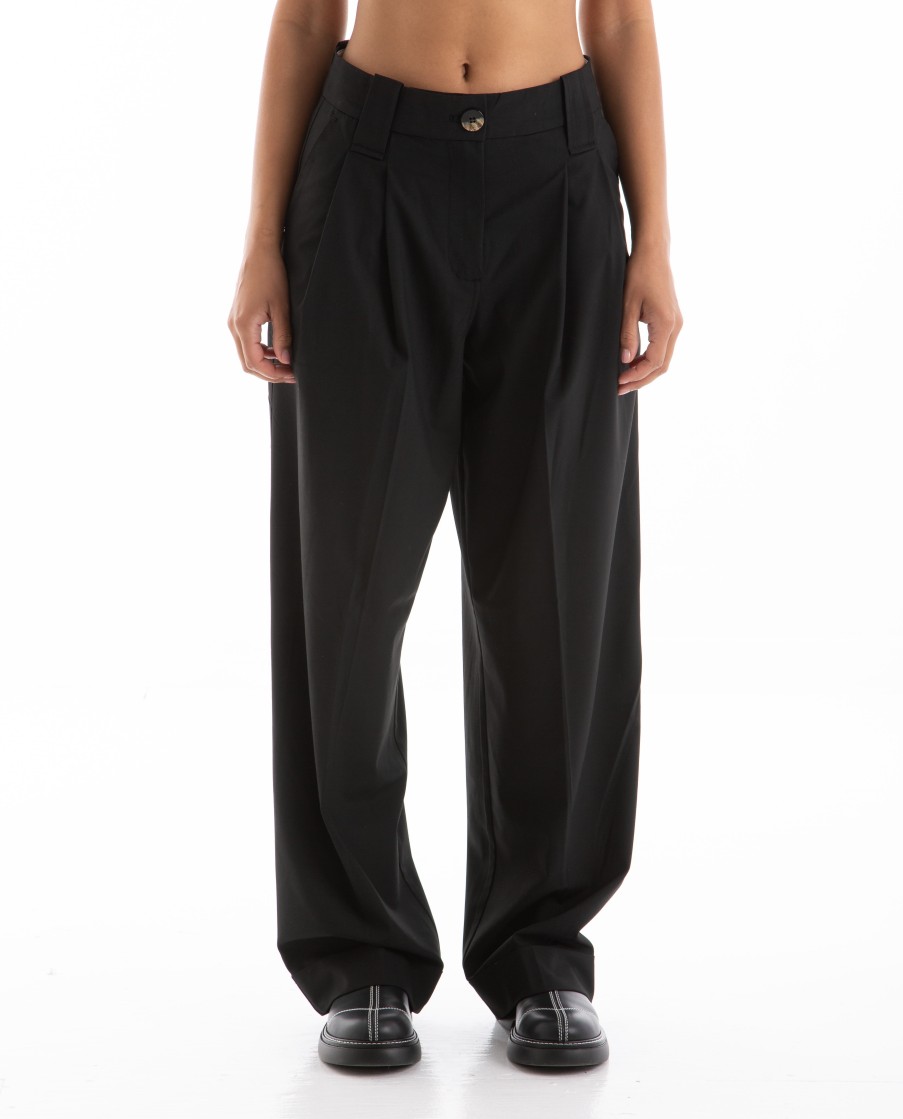 Women GANNI | Drapey Melange Pleat Pants