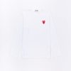 Men COMME DES GARÇONS PLAY | White Long Sleeve Red Heart Tee