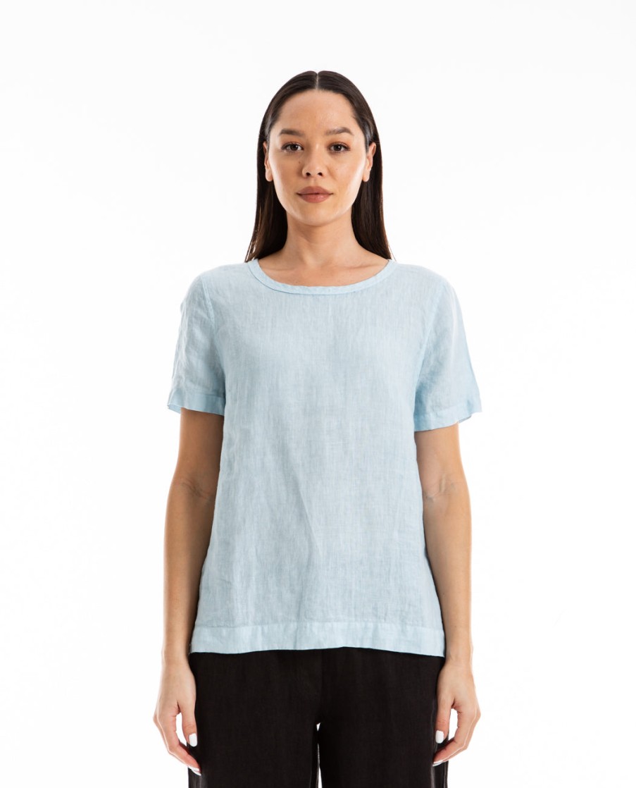 Men HARIS COTTON | Boat Neck Linen Top Ocean