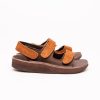 Men MONITALY | Leather 3 Strap Sandal Chocolate