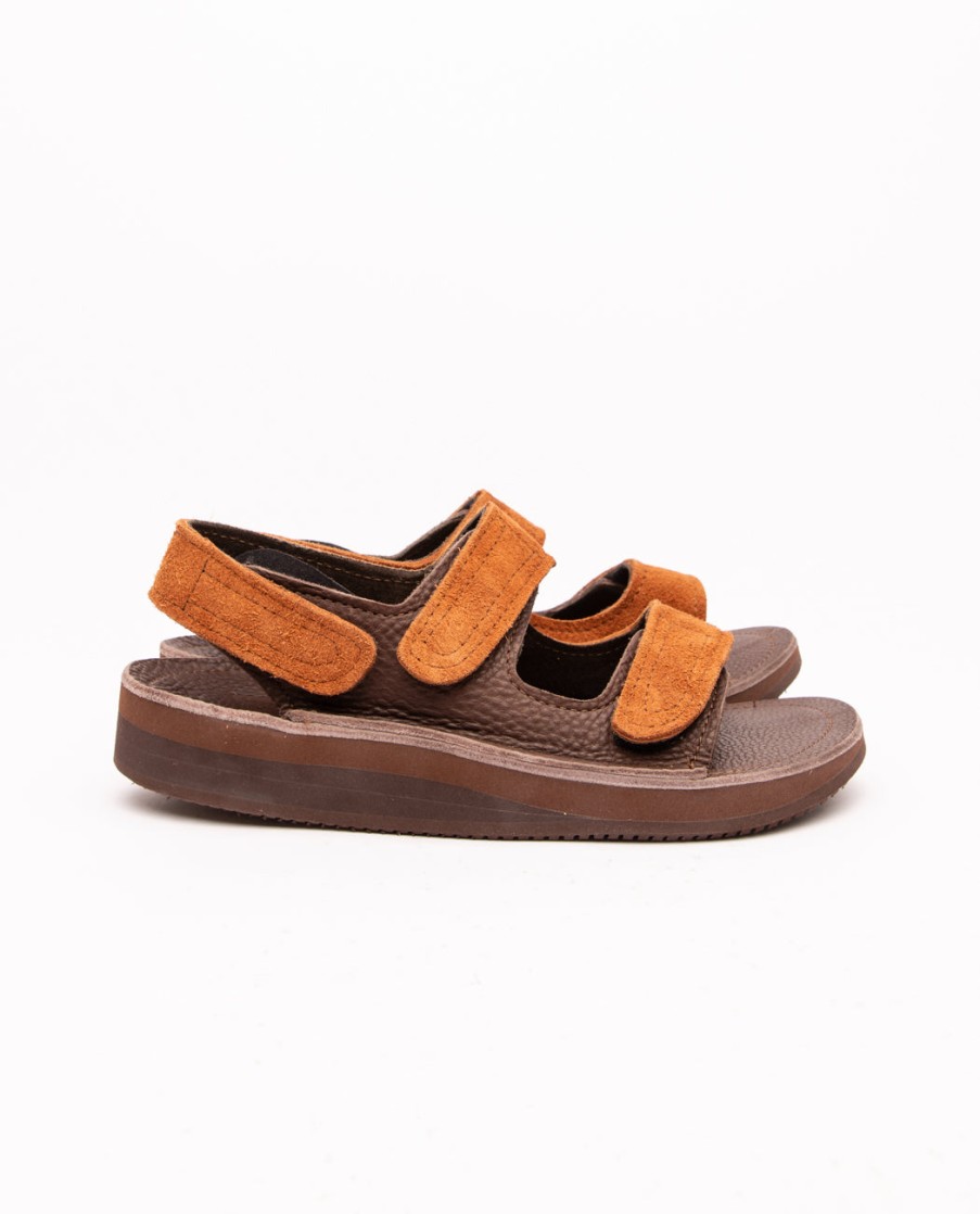 Men MONITALY | Leather 3 Strap Sandal Chocolate