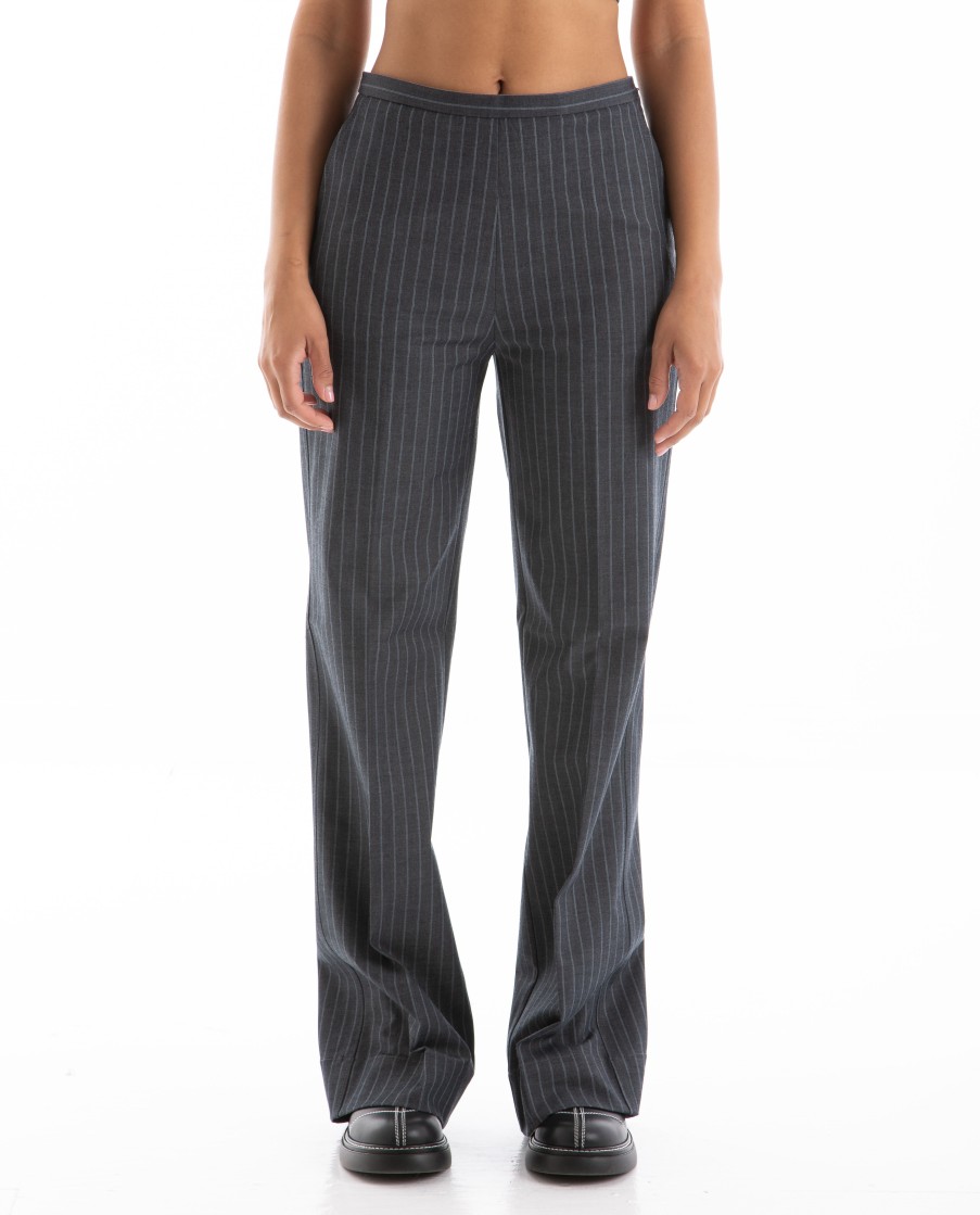 Men GANNI | Stretch Stripe Mid Waist Pants