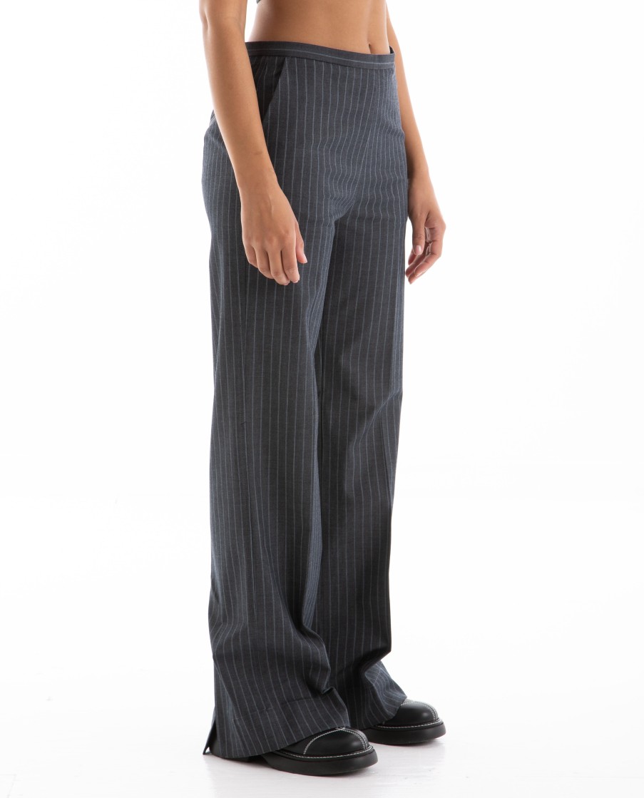 Men GANNI | Stretch Stripe Mid Waist Pants