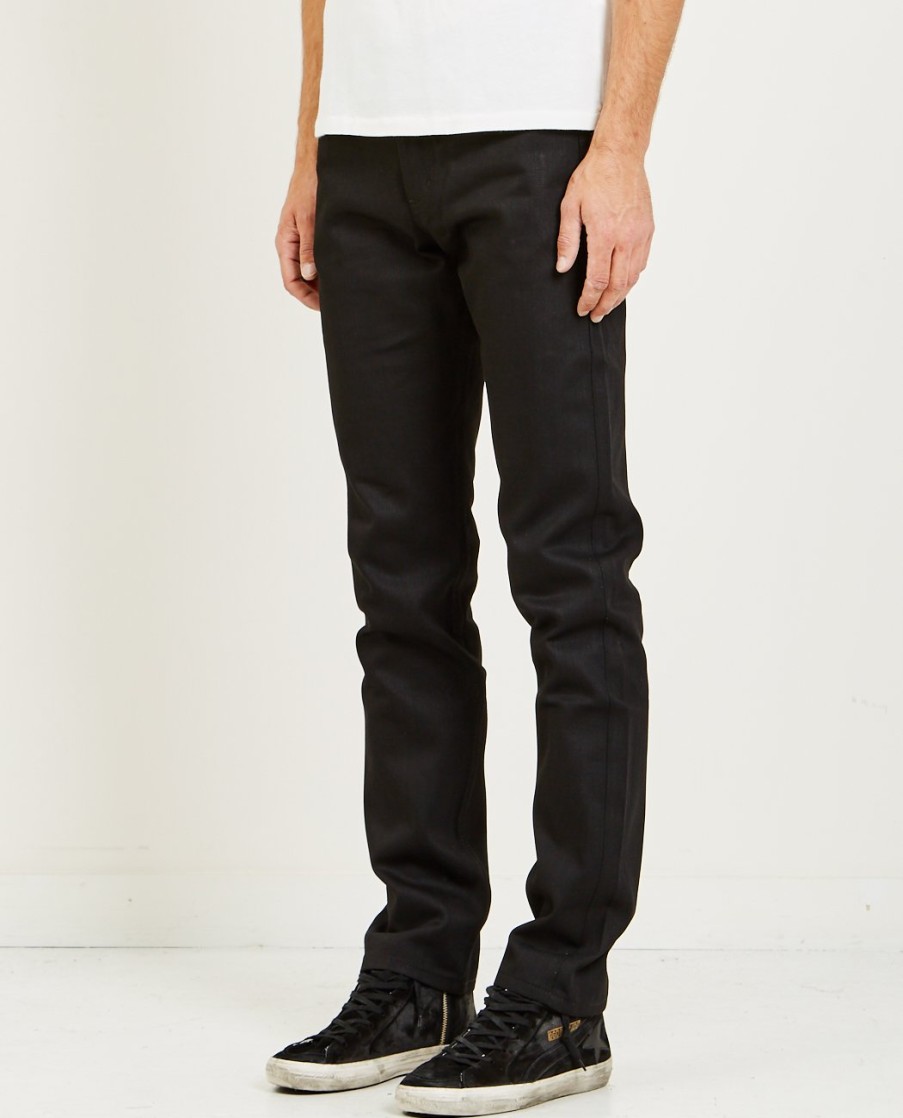 Men NAKED & FAMOUS | Weird Guy Solid Black Selvedge Jean