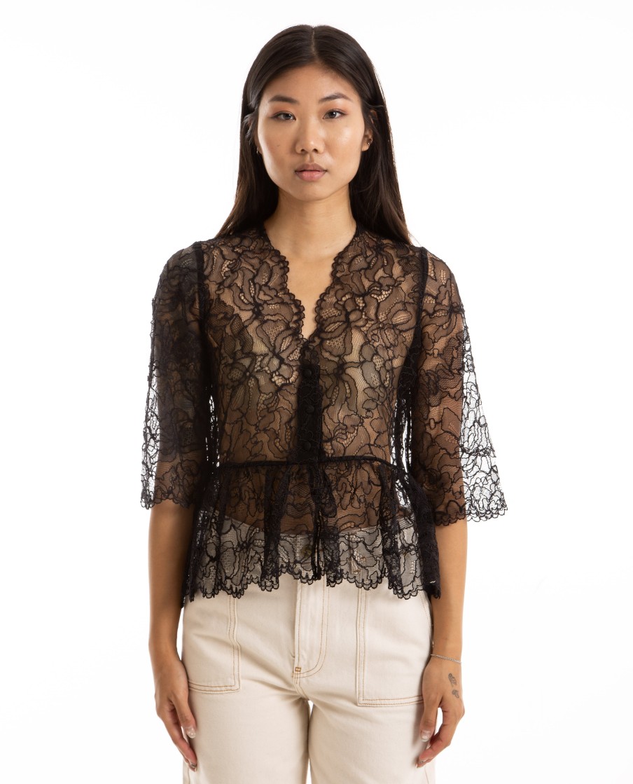 Men GANNI | Light Lace V-Neck Blouse