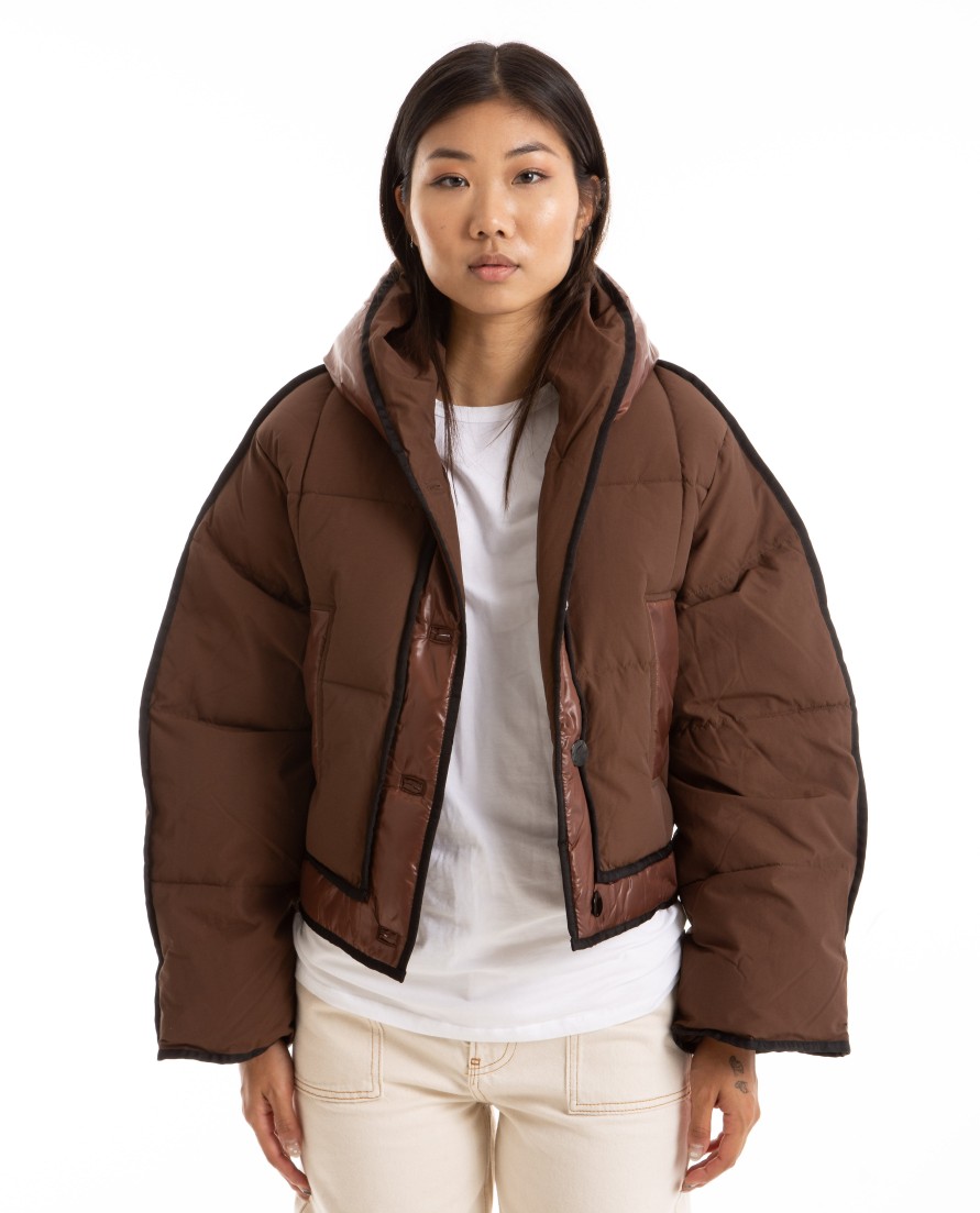 Men GANNI | Mix Puffer Hooded Short Jacket