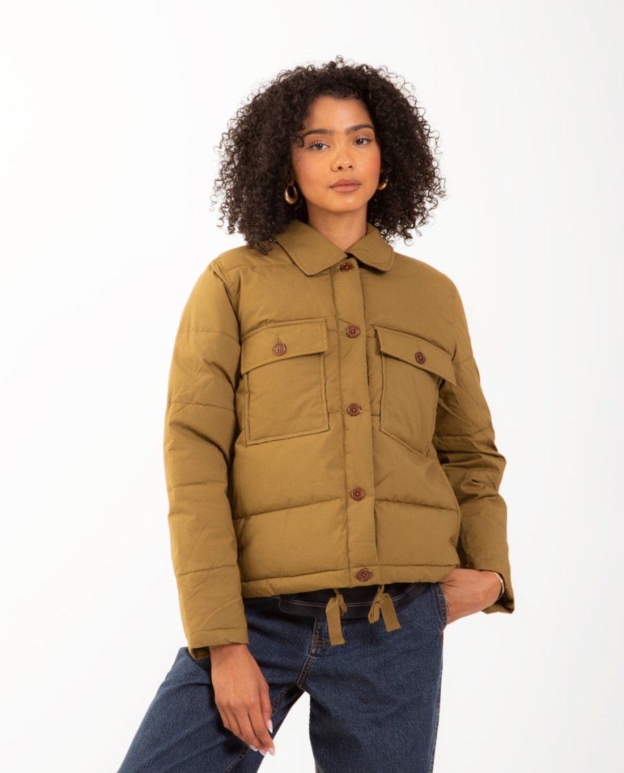 Men ALEX MILL | Quilted Cropped Jacket Olive Green