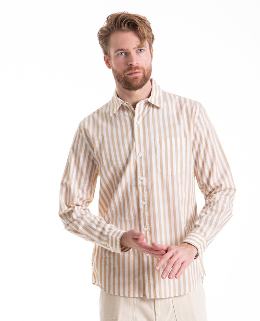 Men ALEX MILL | Mill Shirt Wide Striped Poplin