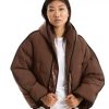 Women GANNI | Mix Puffer Hooded Short Jacket