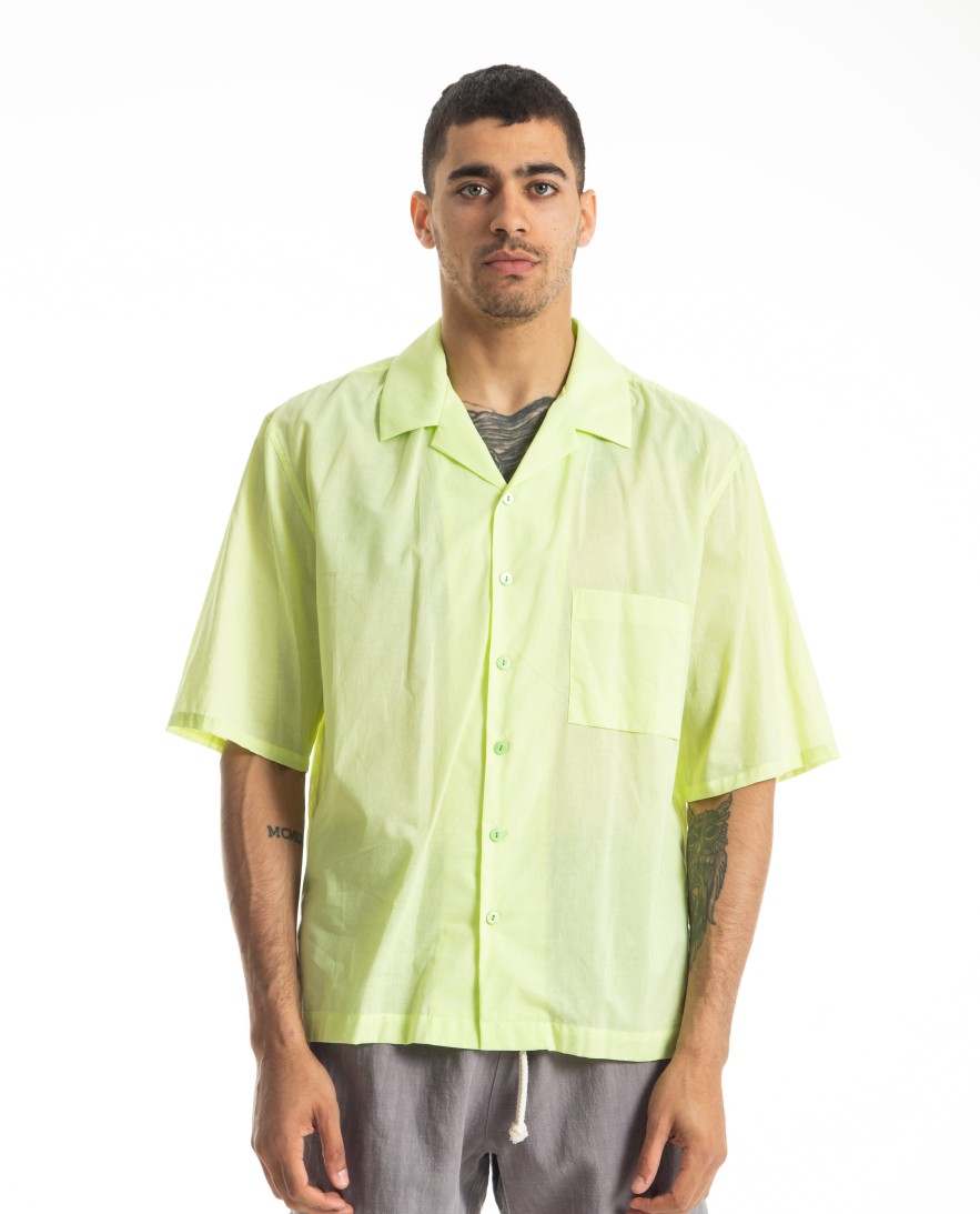 Men S.K. MANOR HILL | Aloha Shirt Lime Translucent