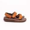 Men MONITALY | Leather 3 Strap Sandal Chocolate