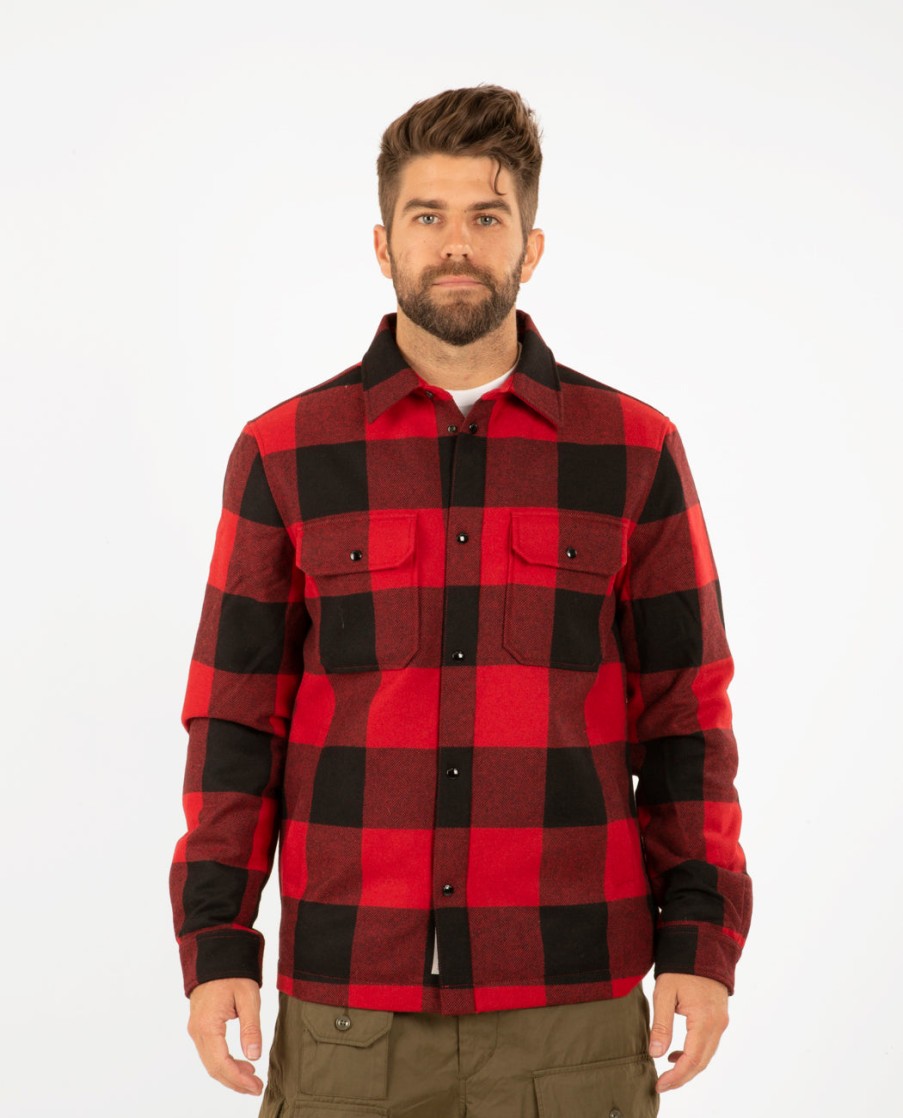 Men WOOLRICH | Alaskan Wool Check Overshirt Red Buffalo