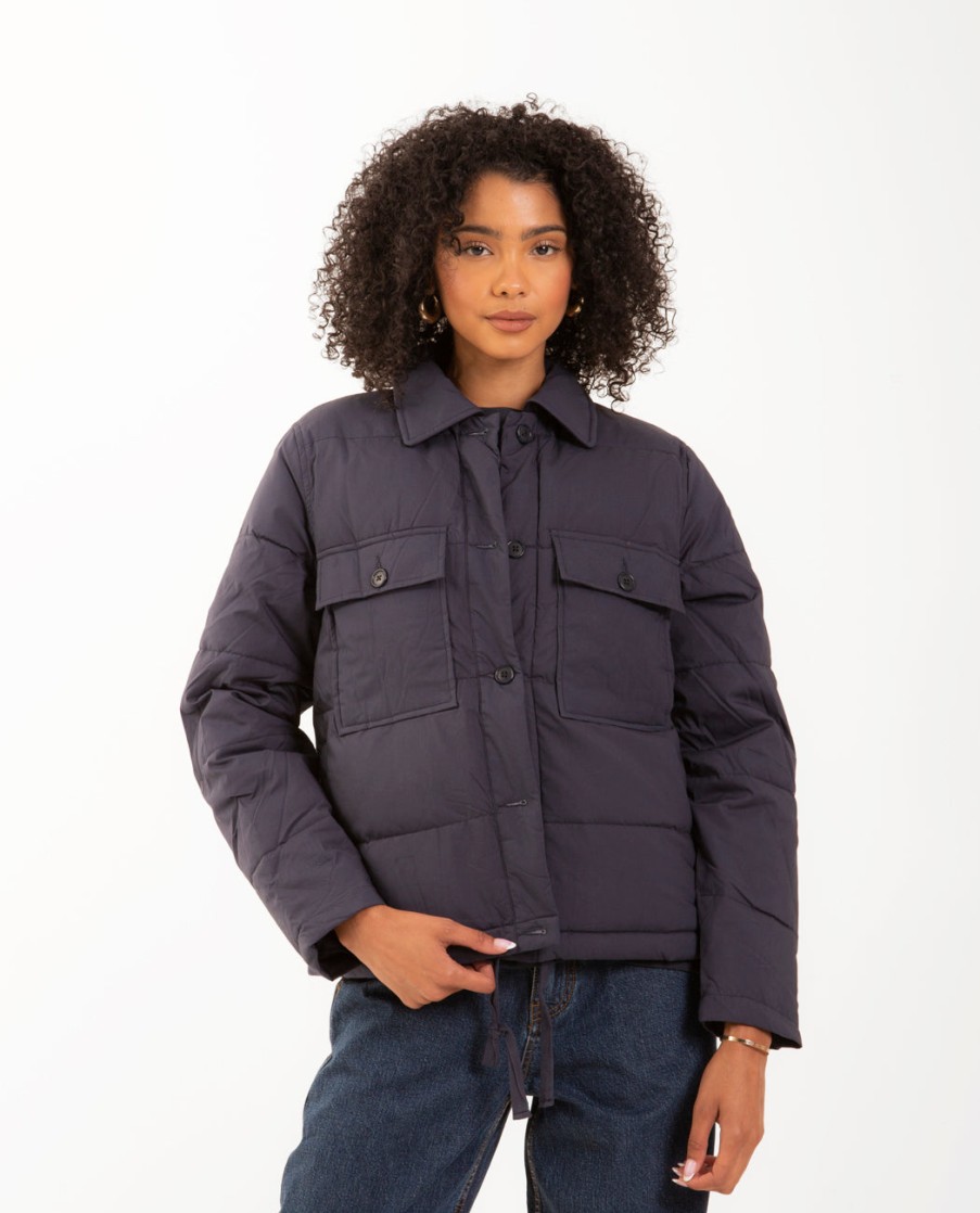 Men ALEX MILL | Quilted Cropped Jacket Navy