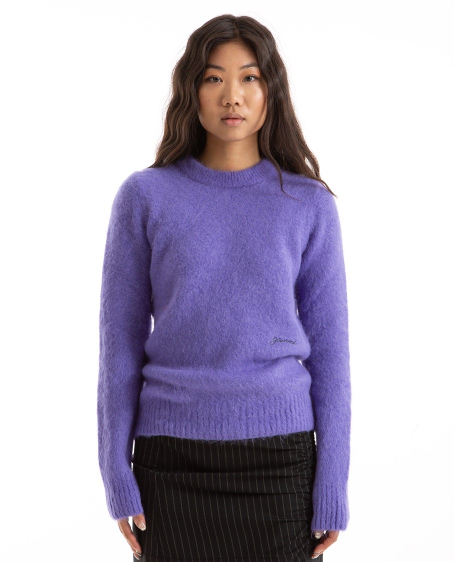 Men GANNI | Brushed Alpaca O-Neck Sweater