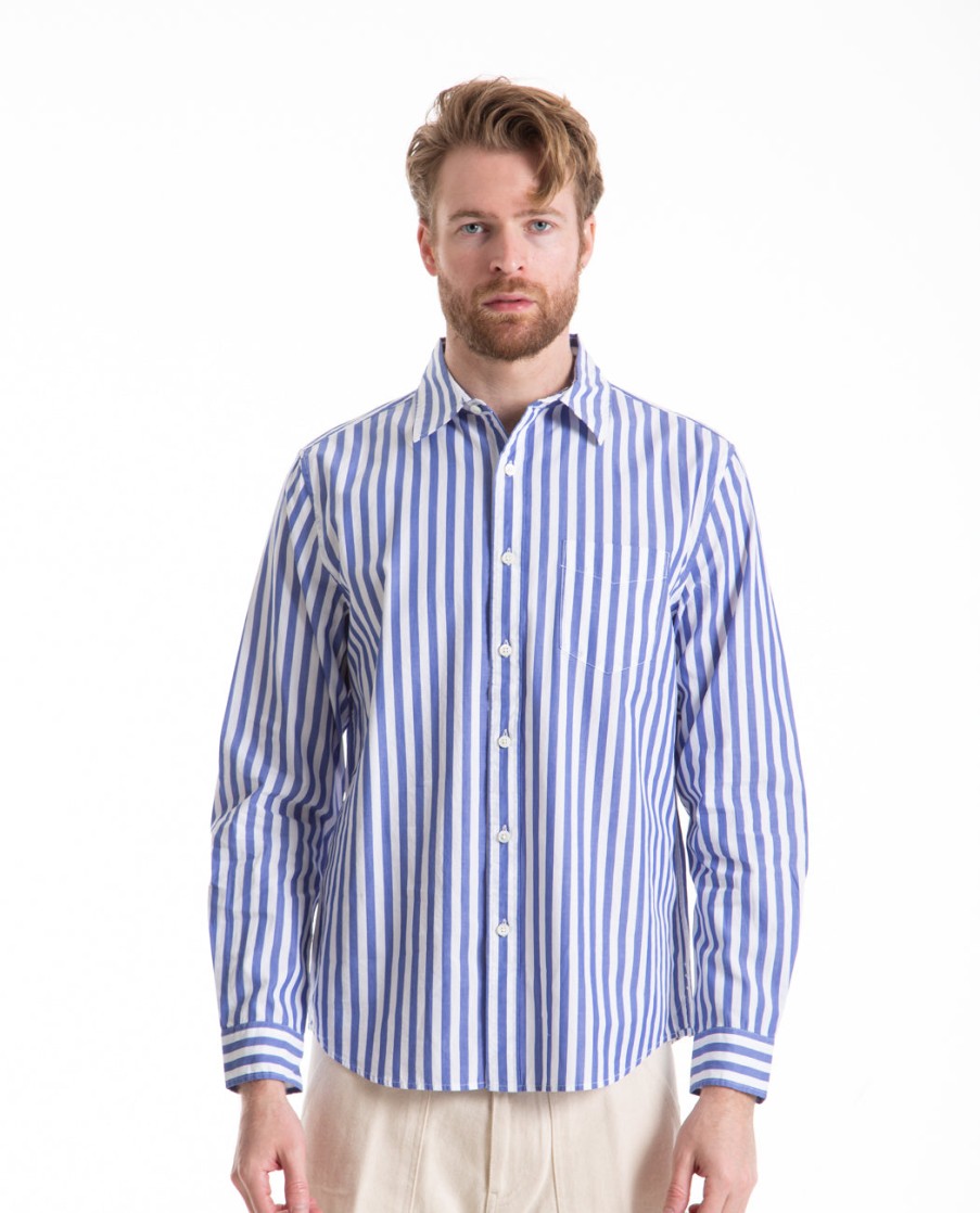 Men ALEX MILL | Mill Shirt Wide Striped Poplin