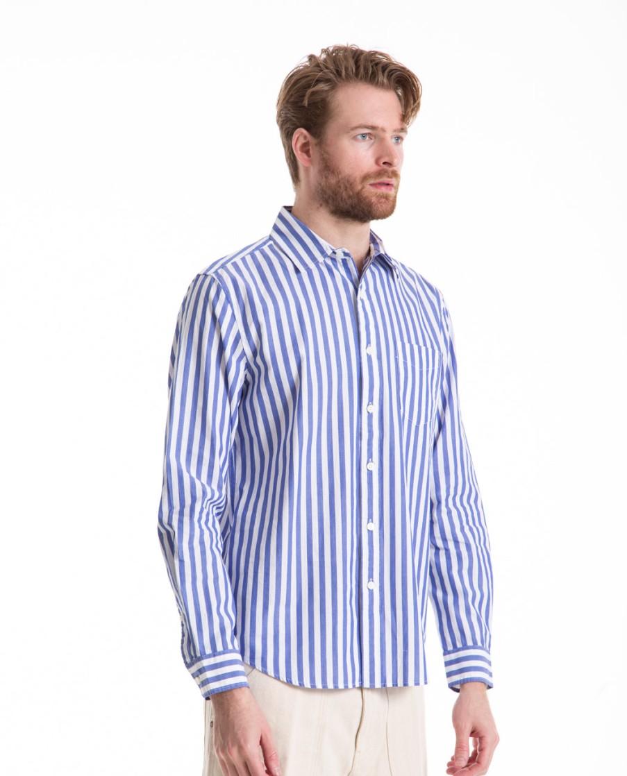 Men ALEX MILL | Mill Shirt Wide Striped Poplin