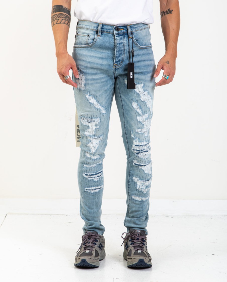 Men NEON DENIM BRAND | Keith Ultra Fade Rip Repair Jeans