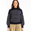 Men ALEX MILL | Button Crewneck Navy