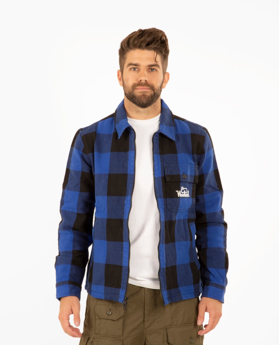 Men WOOLRICH | Timber Cotton Overshirt Royal Buffalo