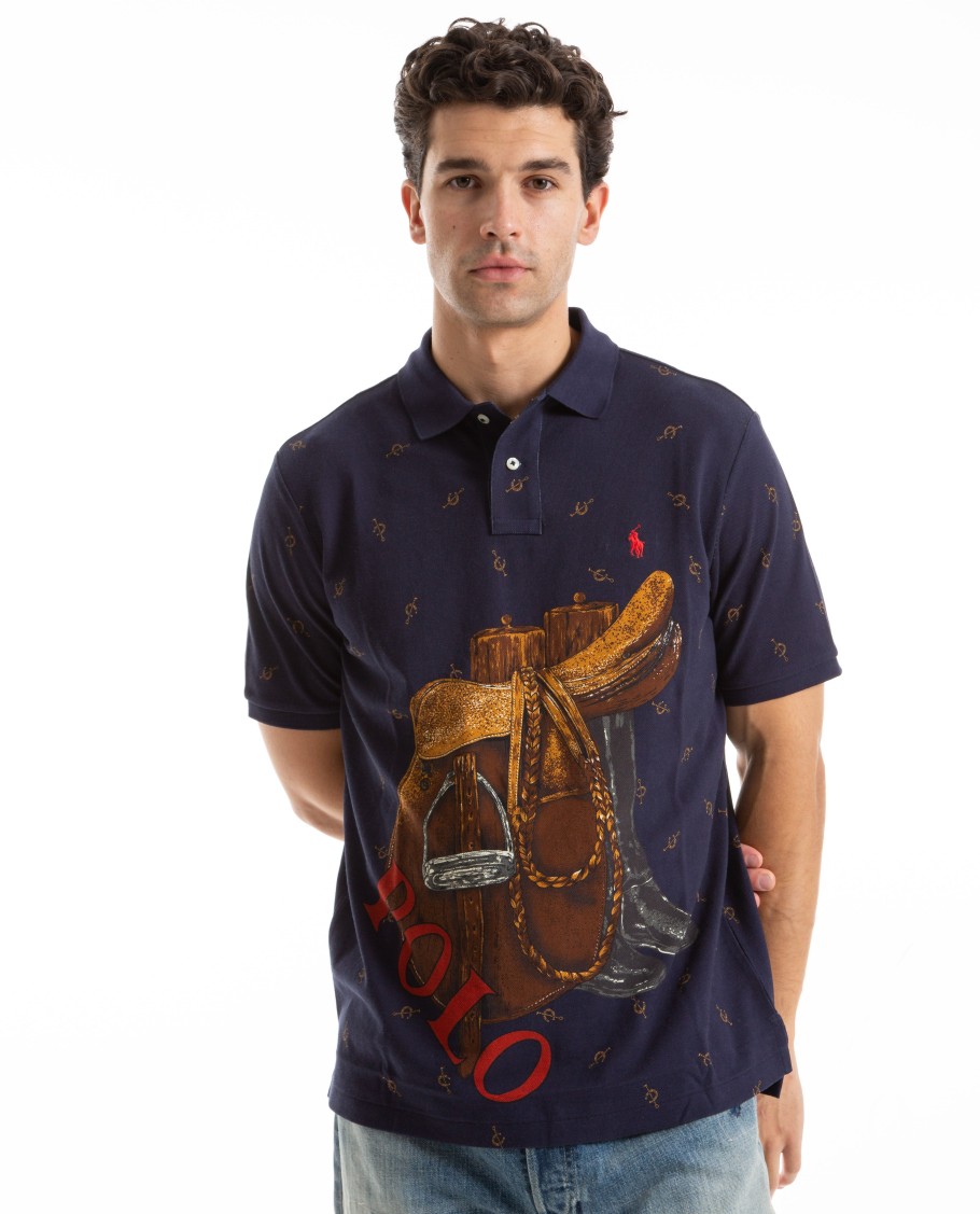 Men POLO RALPH LAUREN | Saddle Print Mesh Knit Polo