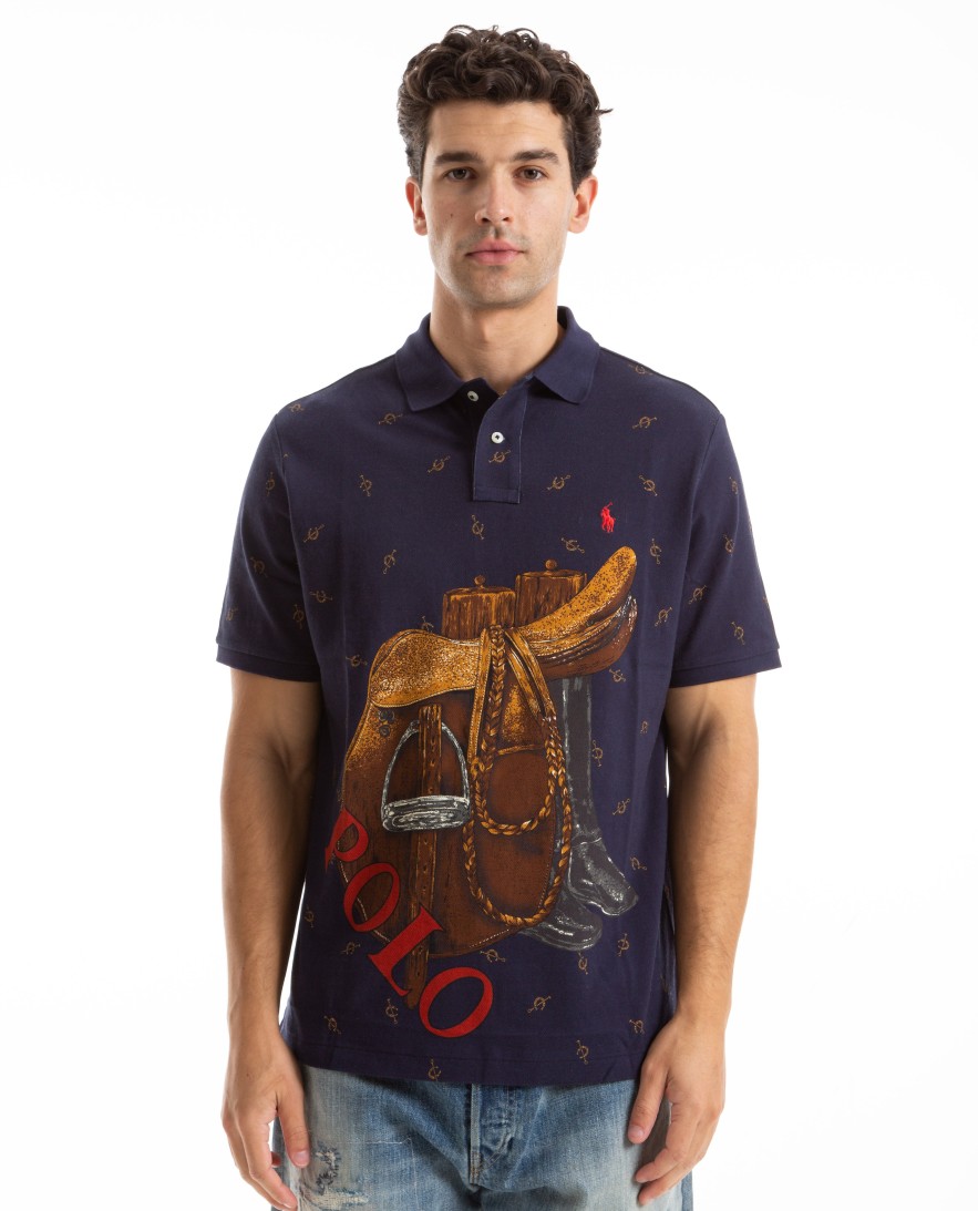 Men POLO RALPH LAUREN | Saddle Print Mesh Knit Polo