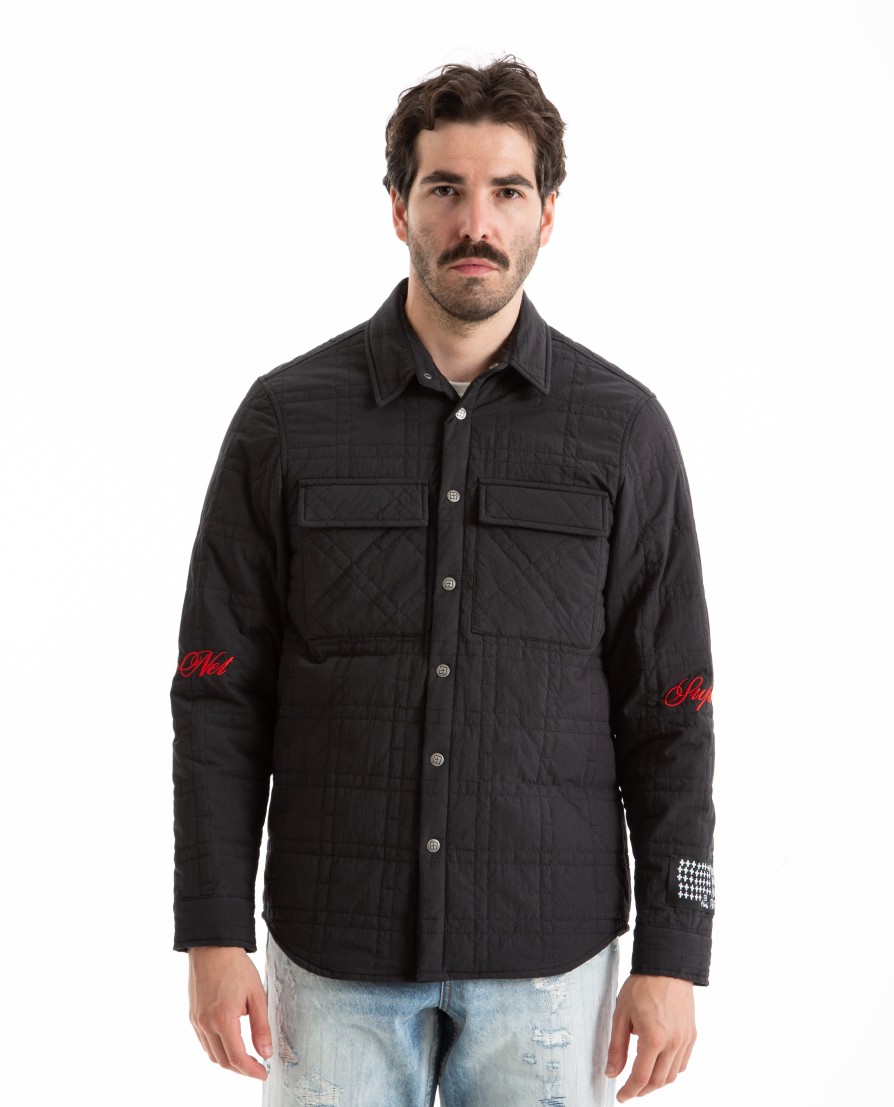 Men KSUBI | Pixel Quilted Long Sleeve Shirt Black