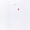 Men COMME DES GARÇONS PLAY | White Long Sleeve Red Heart Tee