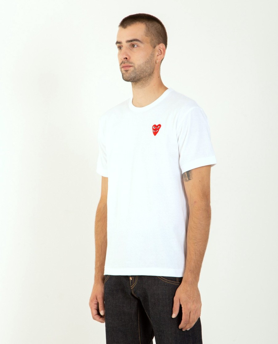 Men COMME DES GARÇONS PLAY | Stacked Red Heart Tee White