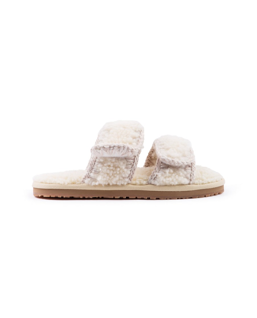 Men MOU | Slipper Curly Sheepskin Velcro Sandals