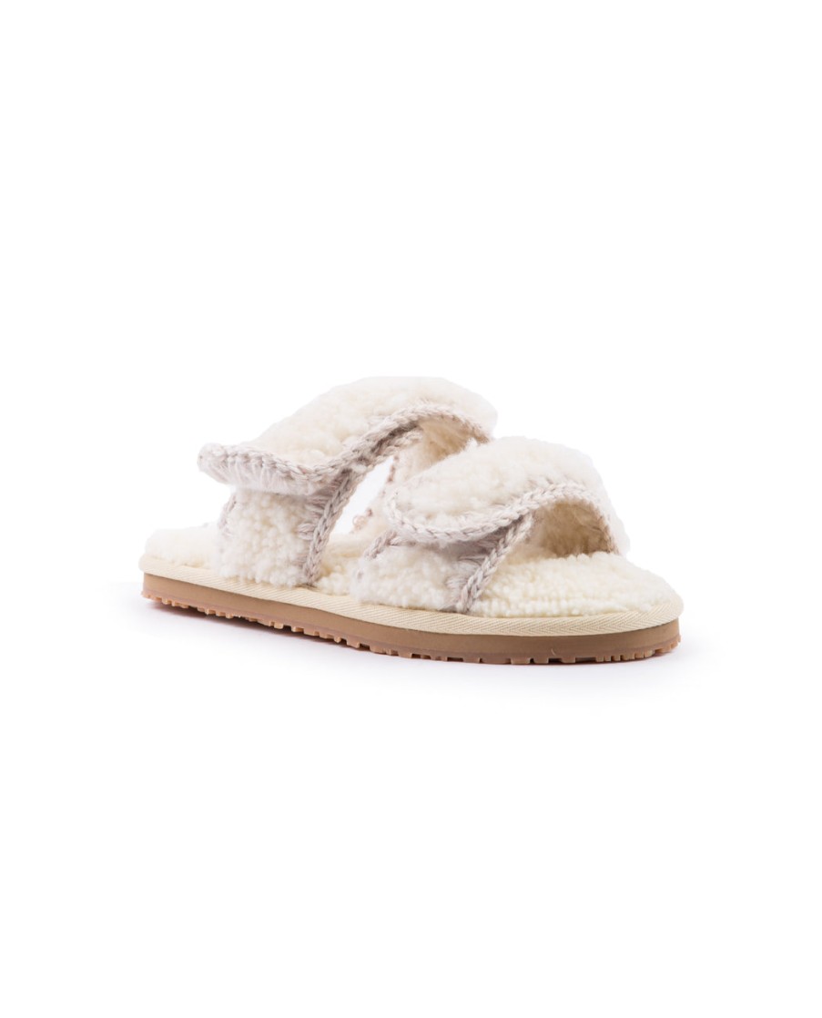 Men MOU | Slipper Curly Sheepskin Velcro Sandals