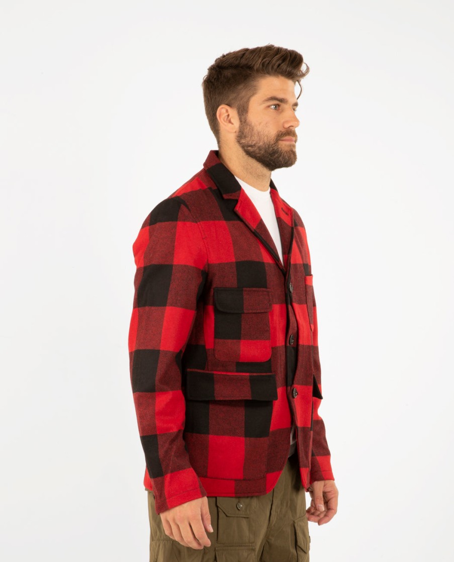 Men WOOLRICH | Upland Check Blazer Red Buffalo