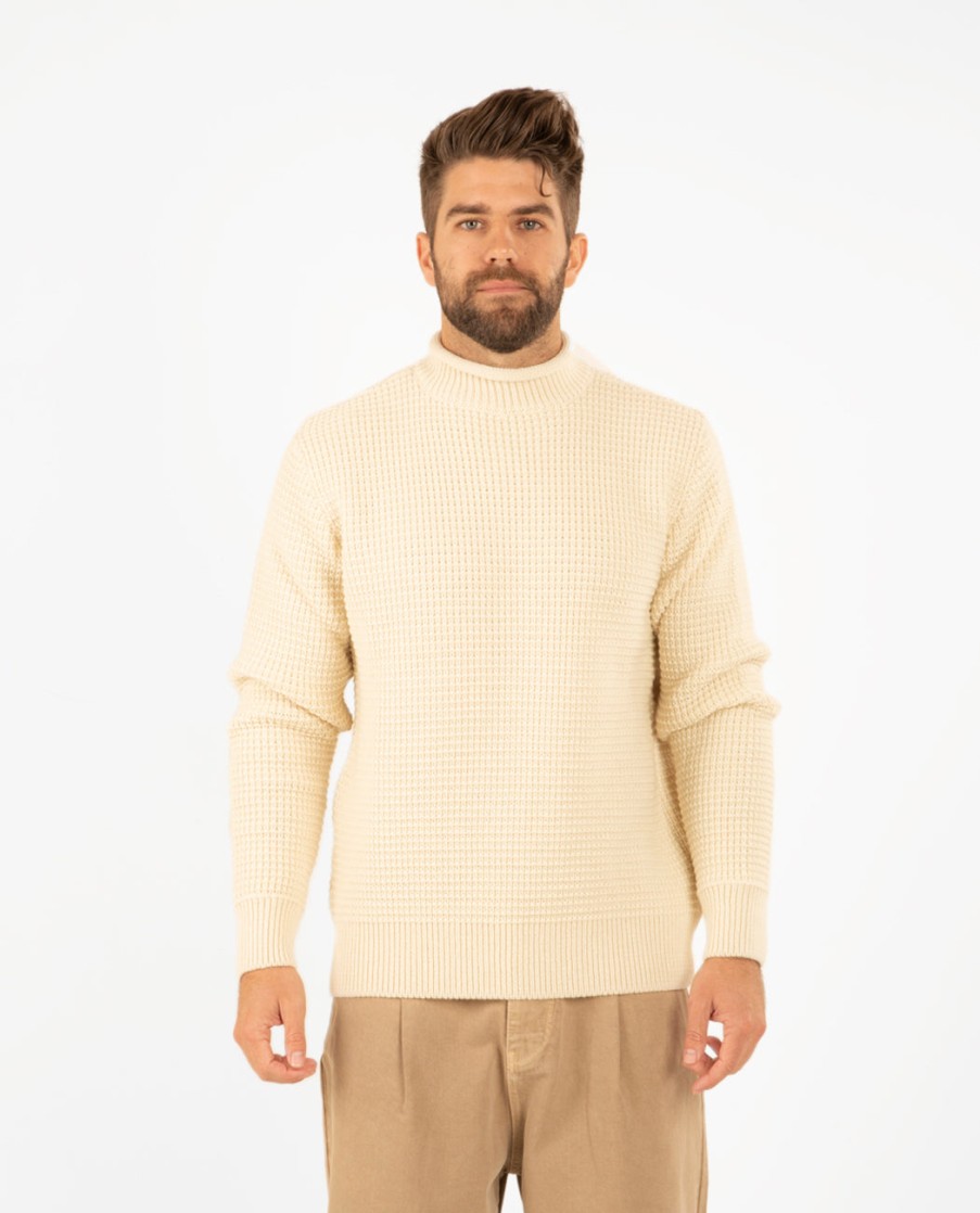 Men SUNSPEL | Merino Fishermans Jumper Ecru