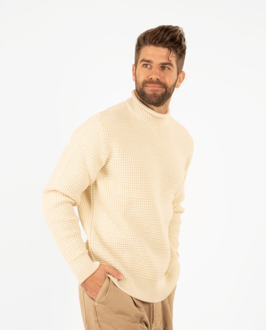 Men SUNSPEL | Merino Fishermans Jumper Ecru