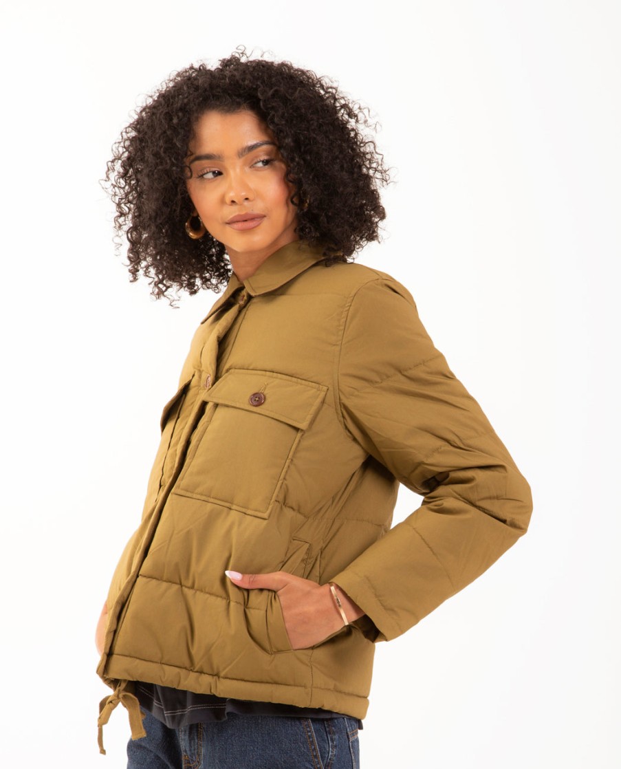 Men ALEX MILL | Quilted Cropped Jacket Olive Green