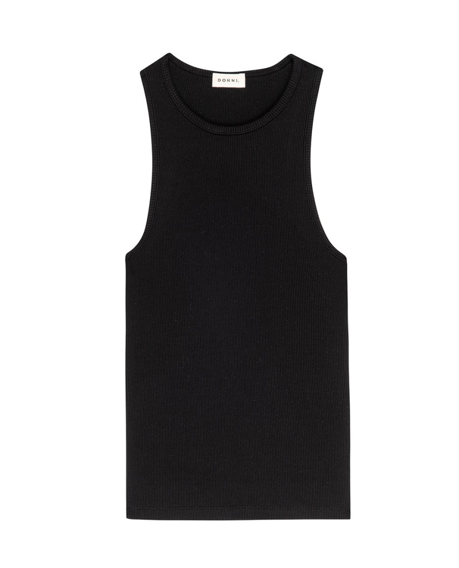 Women DONNI. | Rib Tank Jet Black