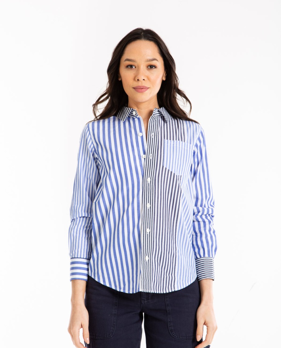 Men ALEX MILL | Wyatt Shirt In Mixed Stripe