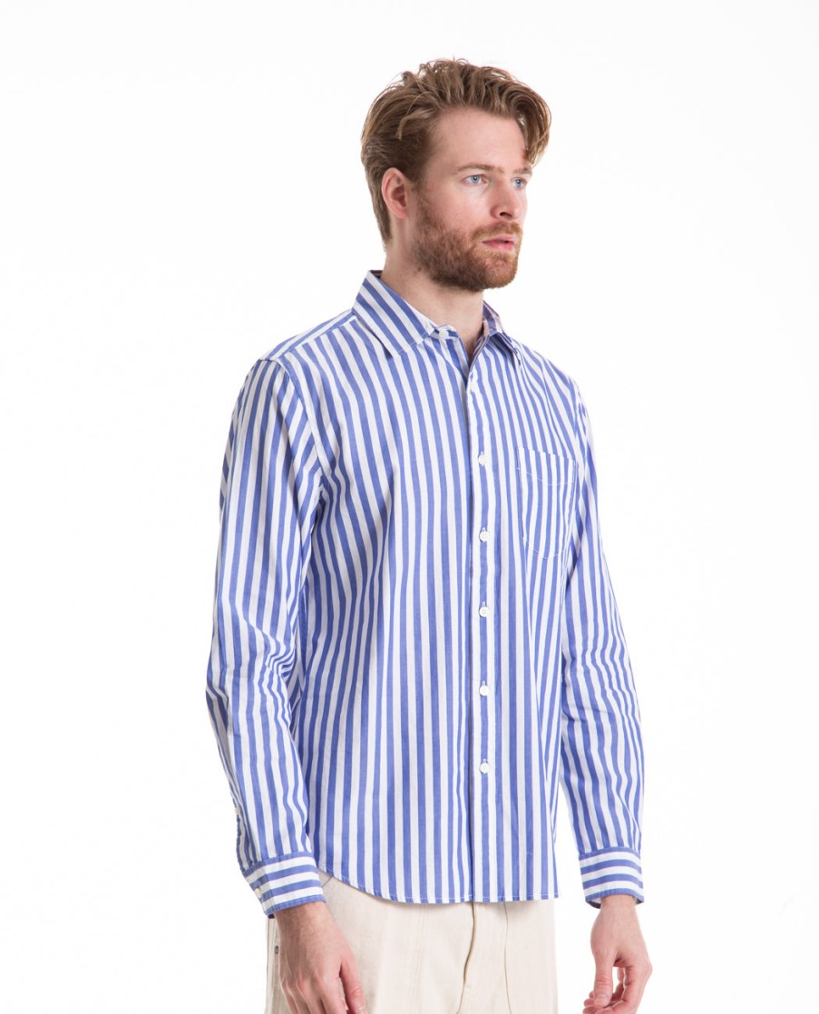 Men ALEX MILL | Mill Shirt Wide Striped Poplin