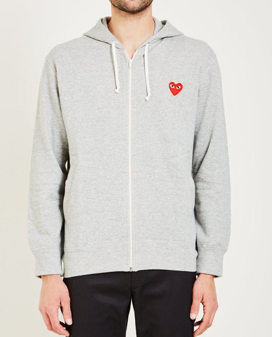 Men COMME DES GARÇONS PLAY | Red Heart Zip Hoodie