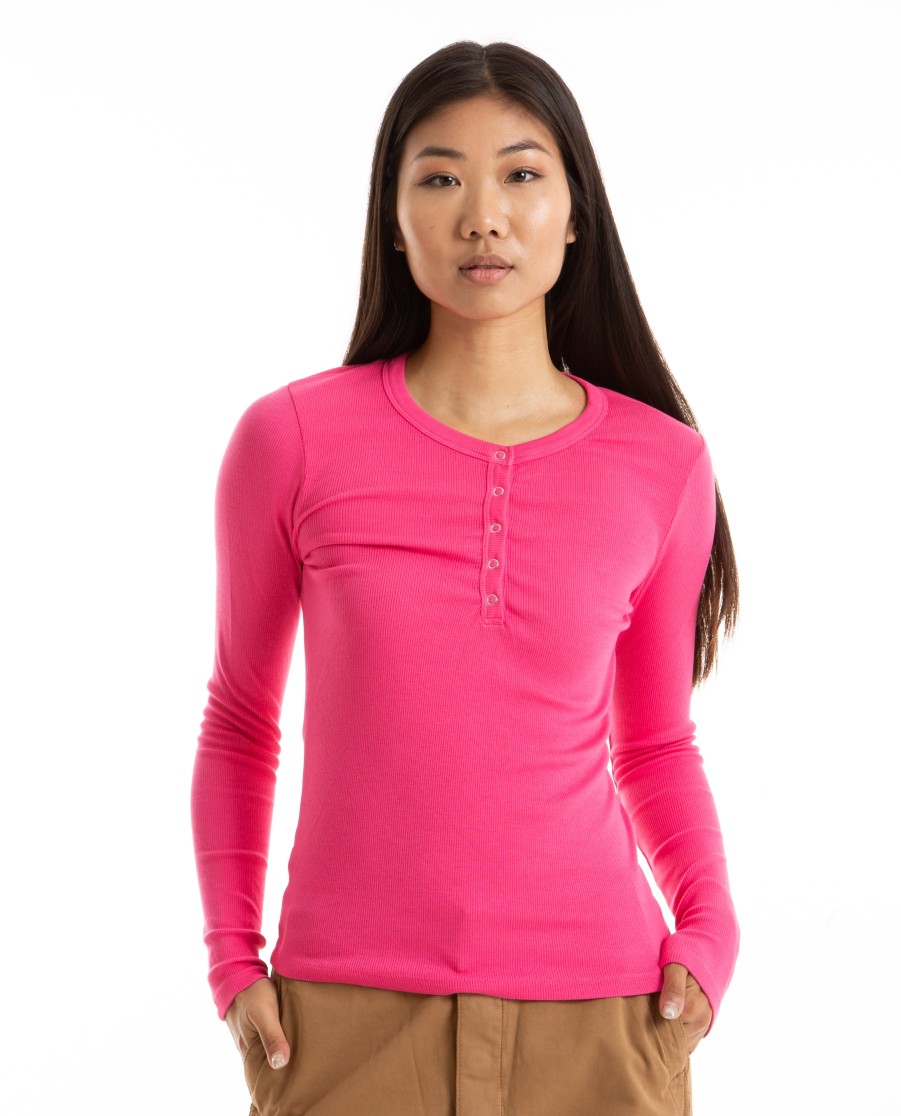 Men SUNDRY | L/S Henley Cerise