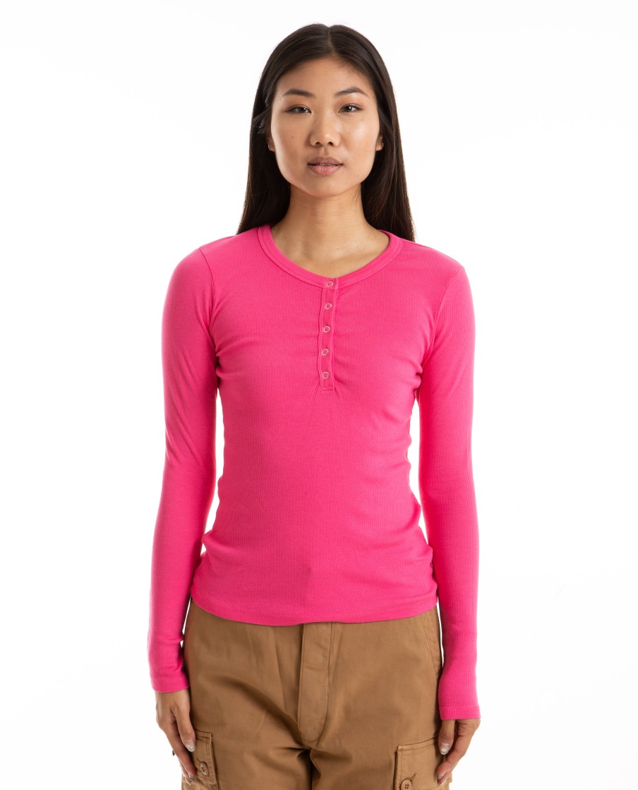 Men SUNDRY | L/S Henley Cerise