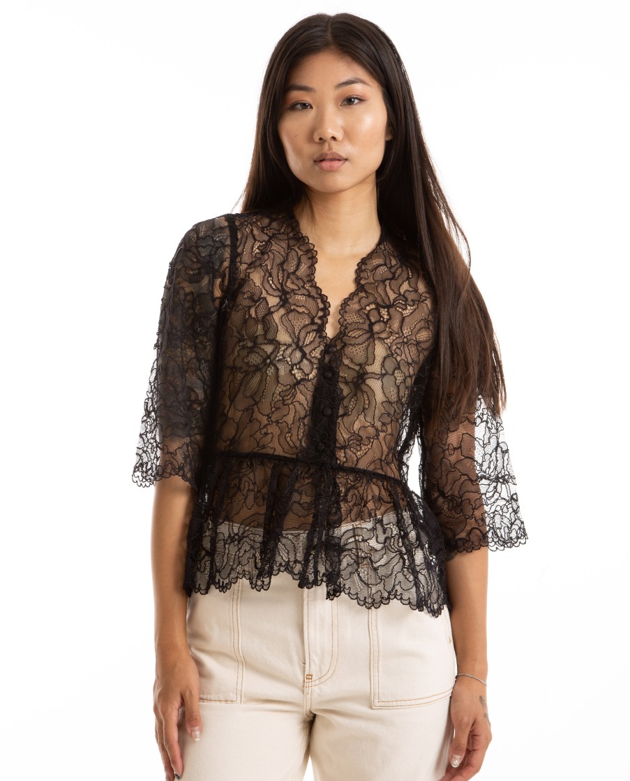 Men GANNI | Light Lace V-Neck Blouse