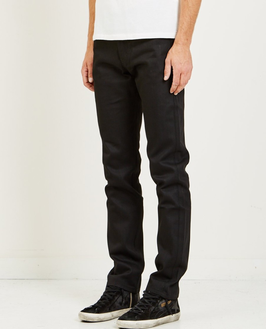 Men NAKED & FAMOUS | Weird Guy Solid Black Selvedge Jean