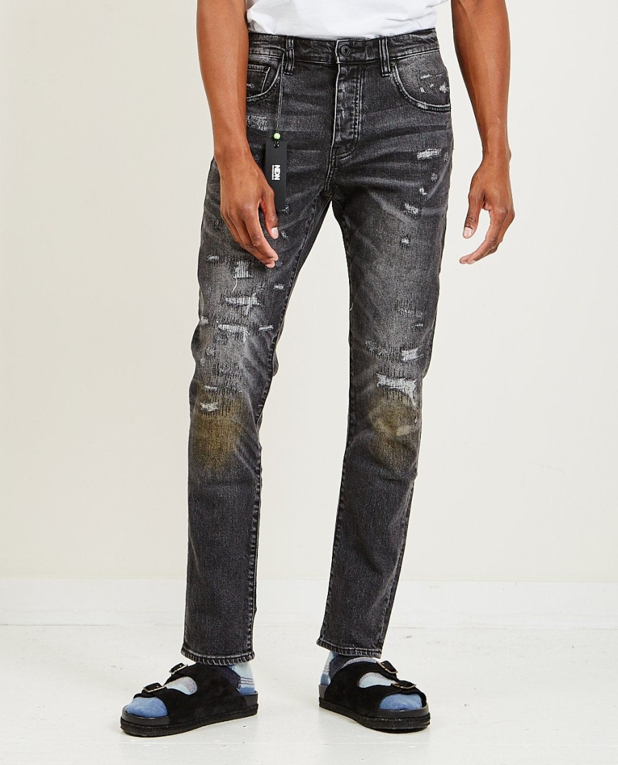 Men NEON DENIM BRAND | Thunders Jean Vintage Repair Black