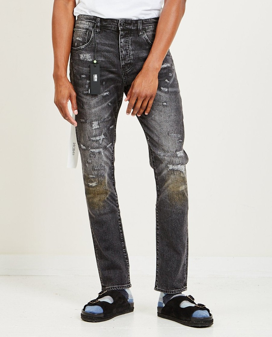 Men NEON DENIM BRAND | Thunders Jean Vintage Repair Black