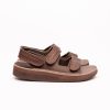 Men MONITALY | Leather 3 Strap Sandal Tobacco