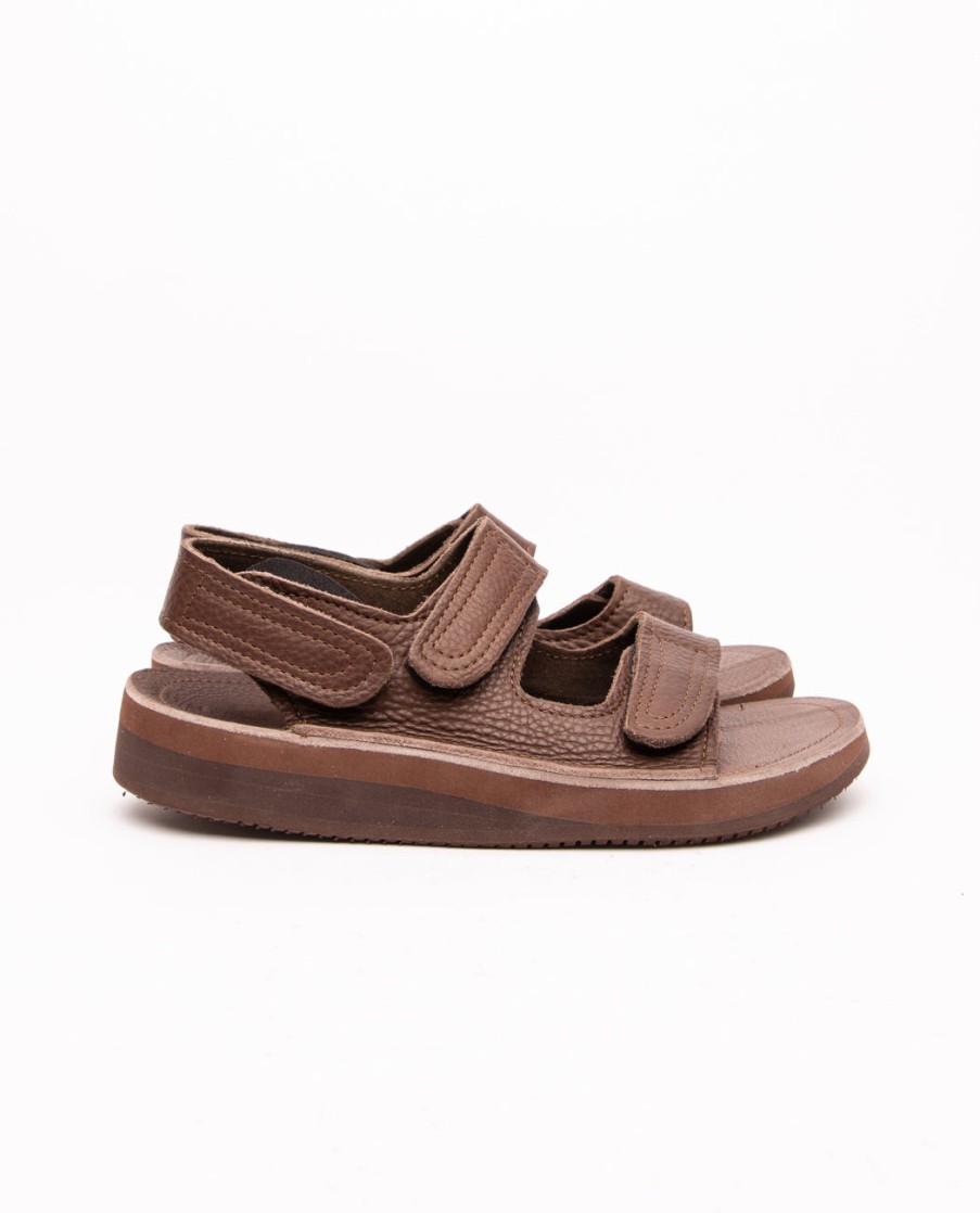 Men MONITALY | Leather 3 Strap Sandal Tobacco