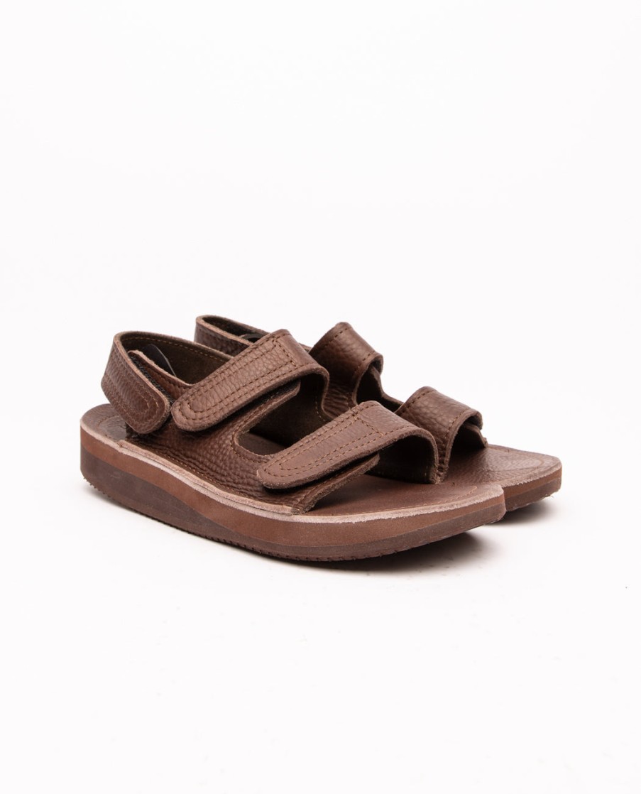 Men MONITALY | Leather 3 Strap Sandal Tobacco